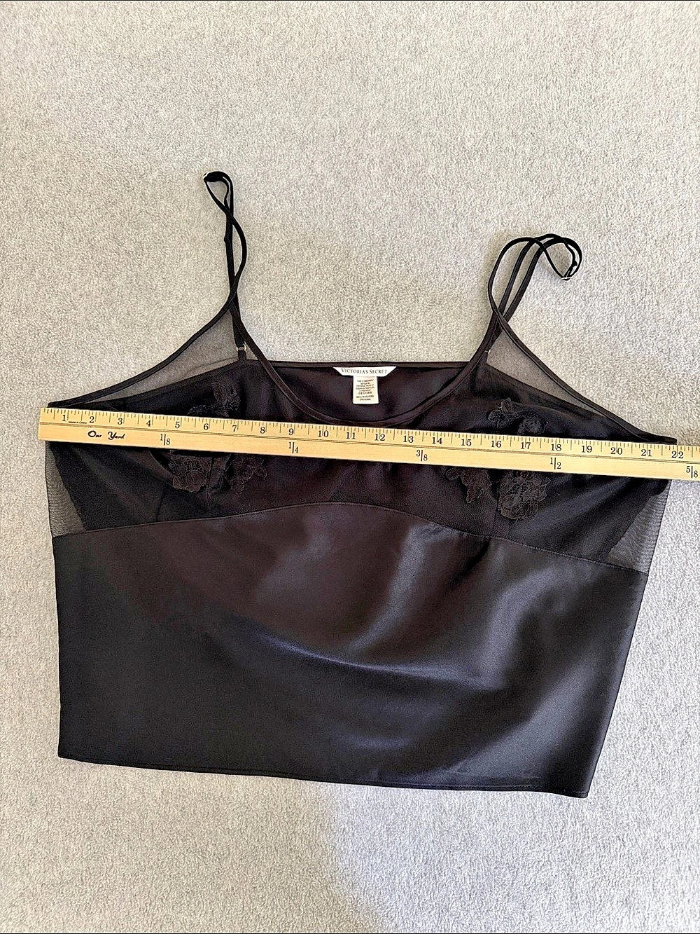 Victoria's Secret Black Lace Mesh Camisole XXL Dark Romantic Coquette Boudoir - Picture 9 of 11
